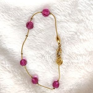 Swarovski Ruby Gem Jewels Gold Bracelet Size M/L